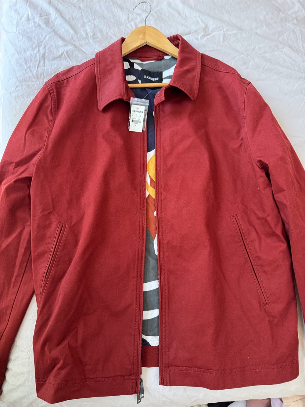 Express Men's Deep Red Zip Jacket